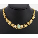 14 kt Gold Opal-Perl-Collier, GG 585/000, Glieder im
