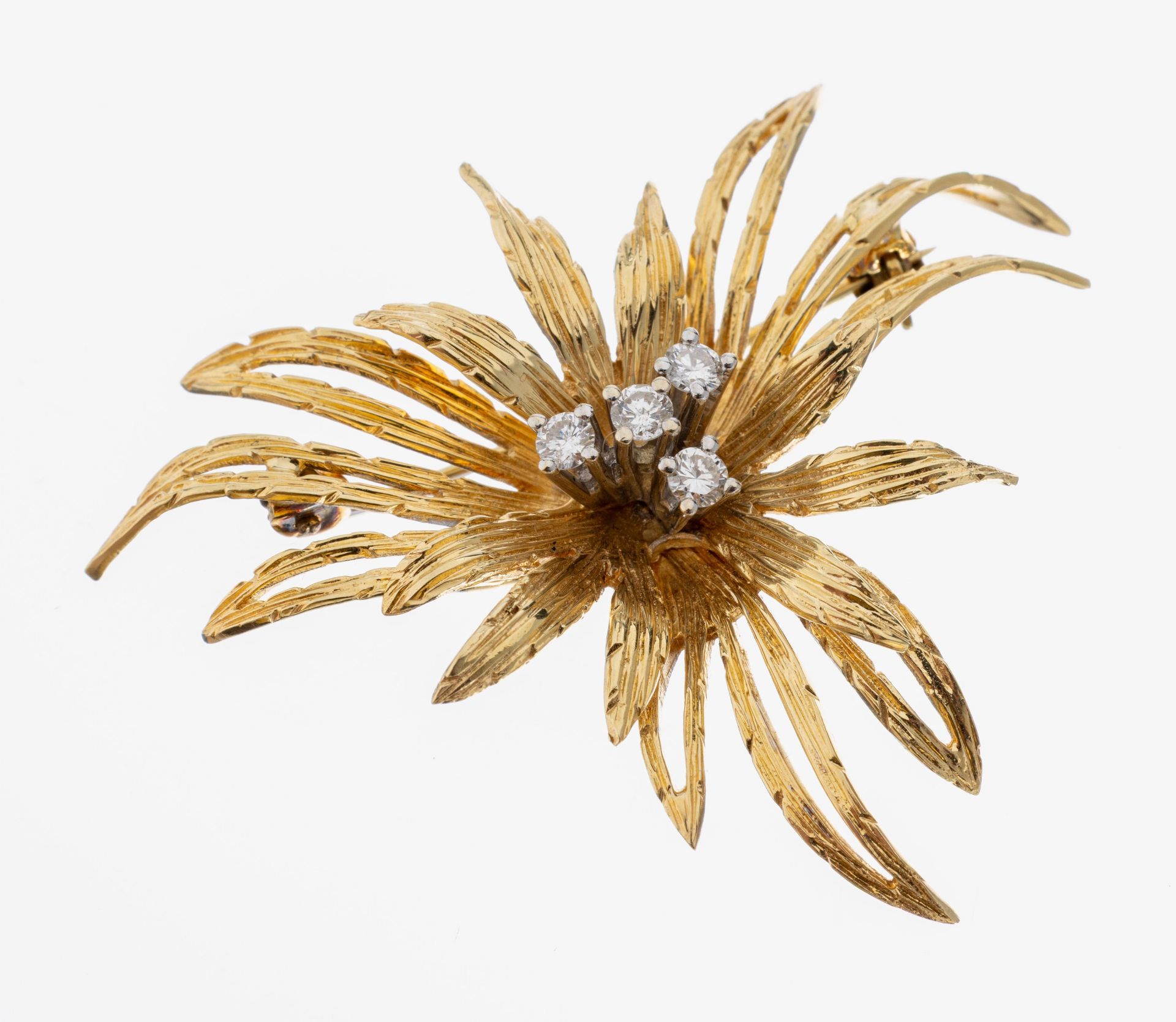 14 kt Gold Brillant-Brosche, 1960er-70er Jahre, GG