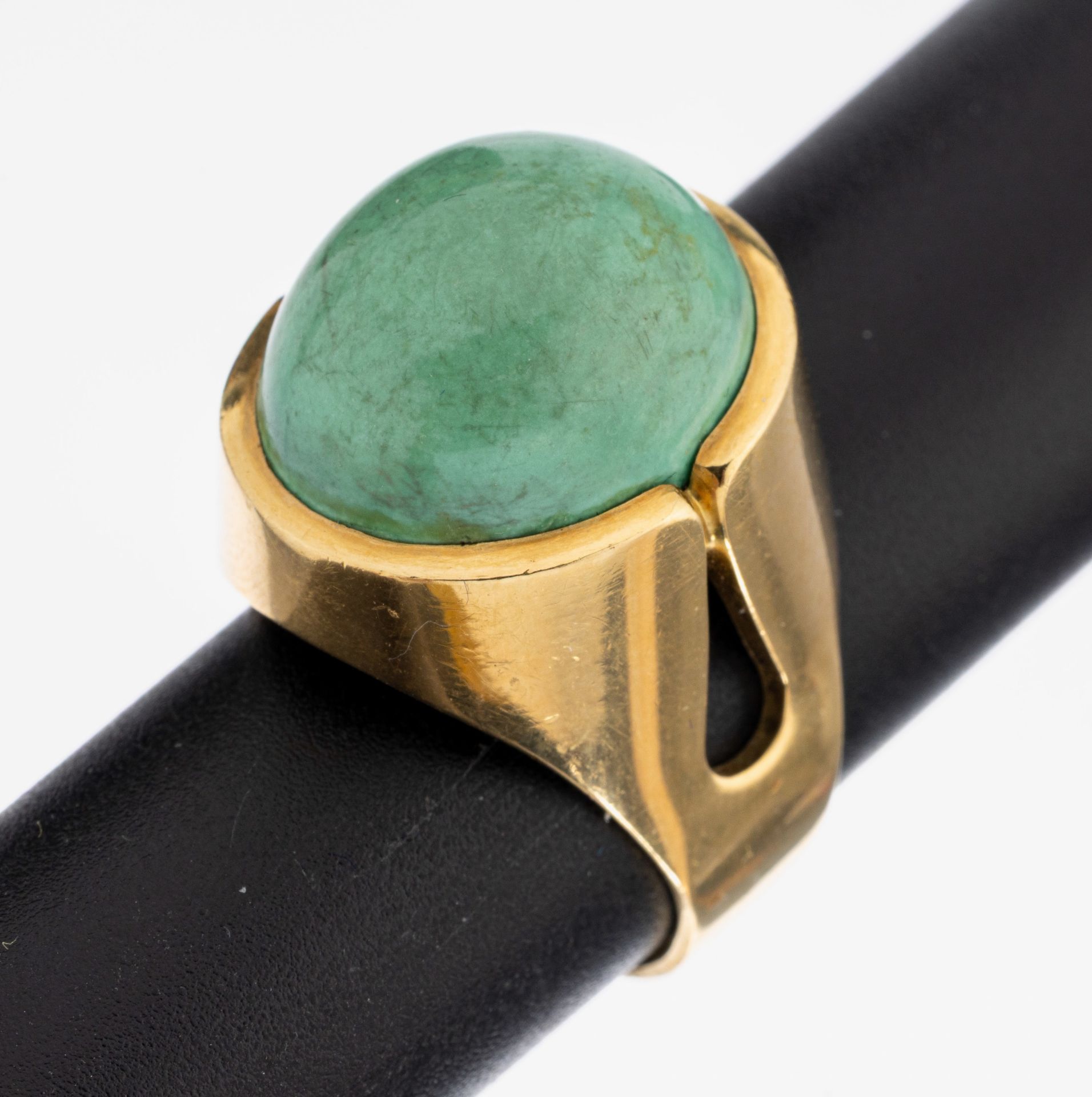 18 kt Gold Türkis-Ring, GG 750/000, schwereVerarbeitung,