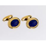 Paar 18 kt Gold Lapislazuli-Manschettenknöpfe, GG 750/000,
