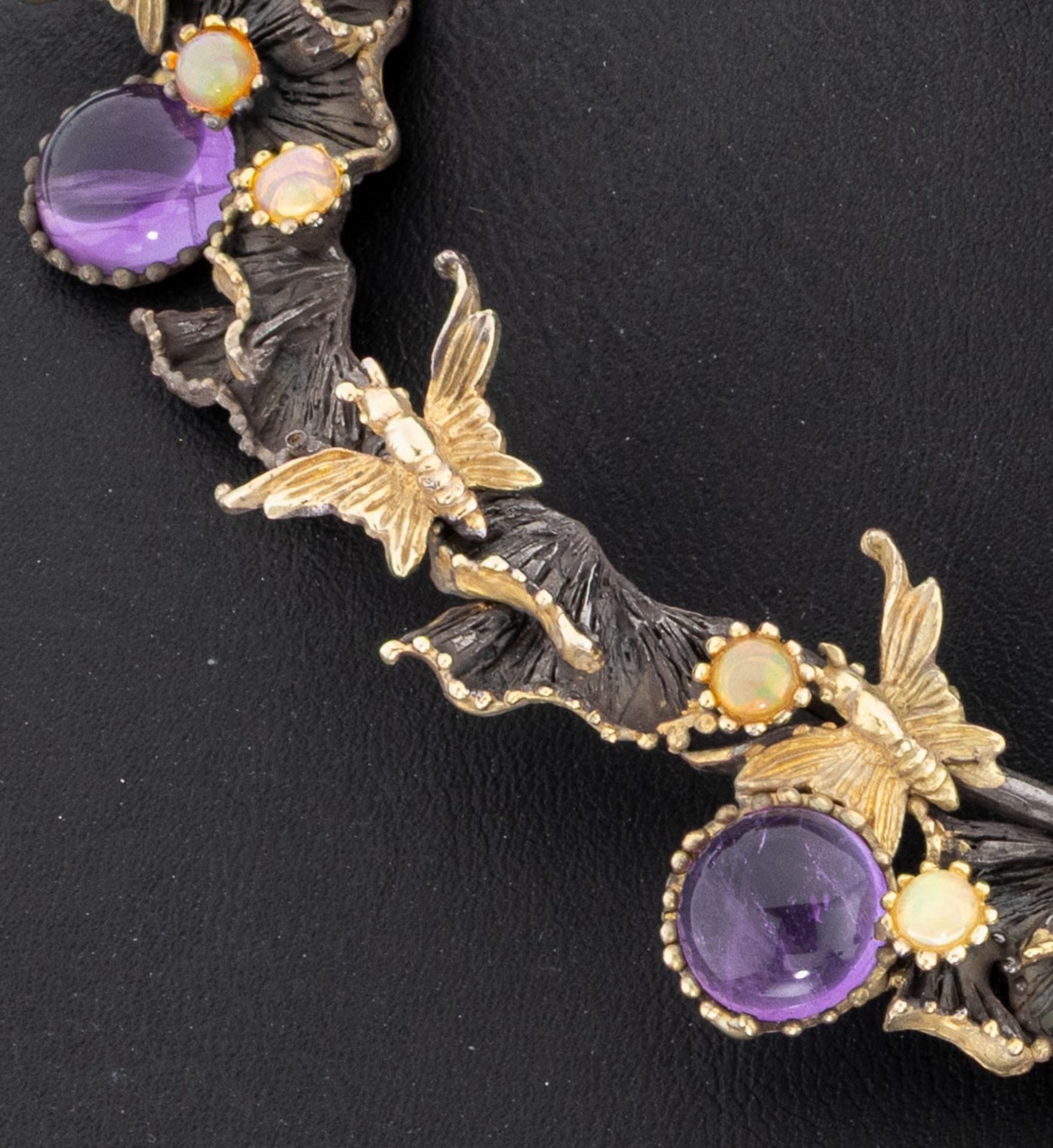 Ausgefallenes Amethyst-Opal-Collier, Silbergepr., - Bild 3 aus 4
