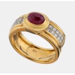 18 kt Gold Rubin-Diamant-Ring, GG 750/000, qualitätvolle