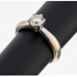 14 kt Gold Brillant-Ring, WG 585/000, Brillant ca. 1.0 ct