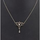 14 kt Gold Jugendstil Diamant-Collier, um 1900, GG 585/000