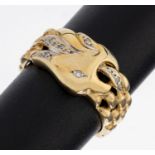 14 kt Gold Diamant-Ring, GG/WG 585/000, 6 8/8-Diamanten