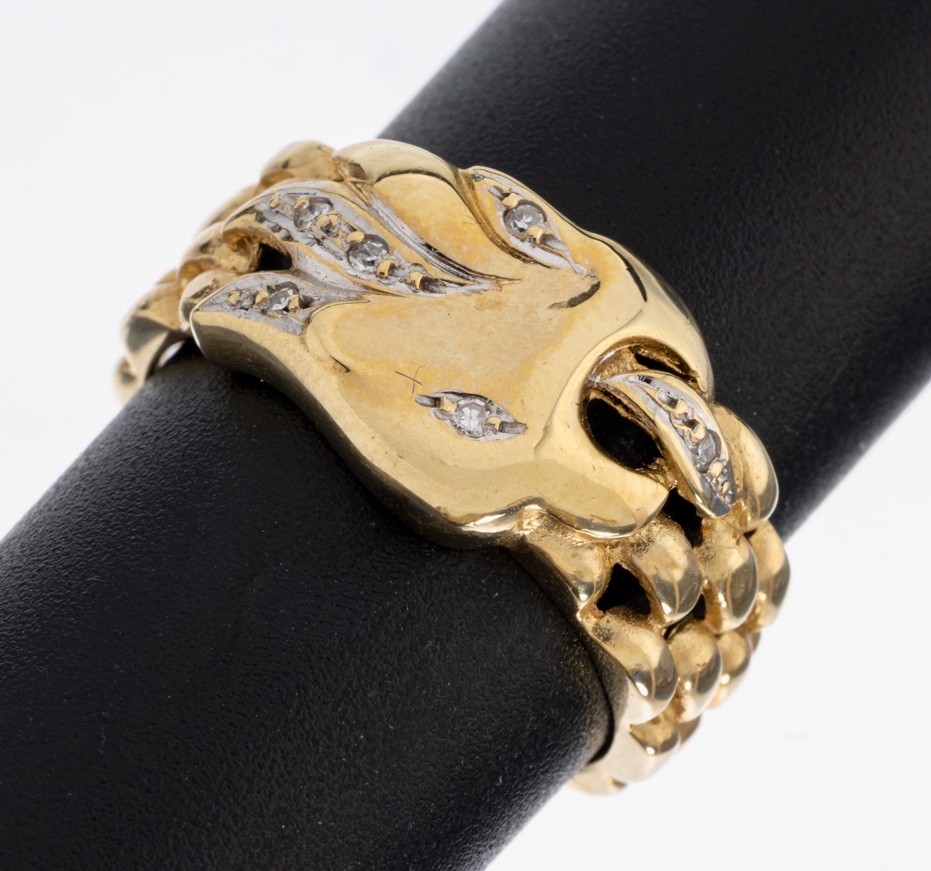 14 kt Gold Diamant-Ring, GG/WG 585/000, 6 8/8-Diamanten