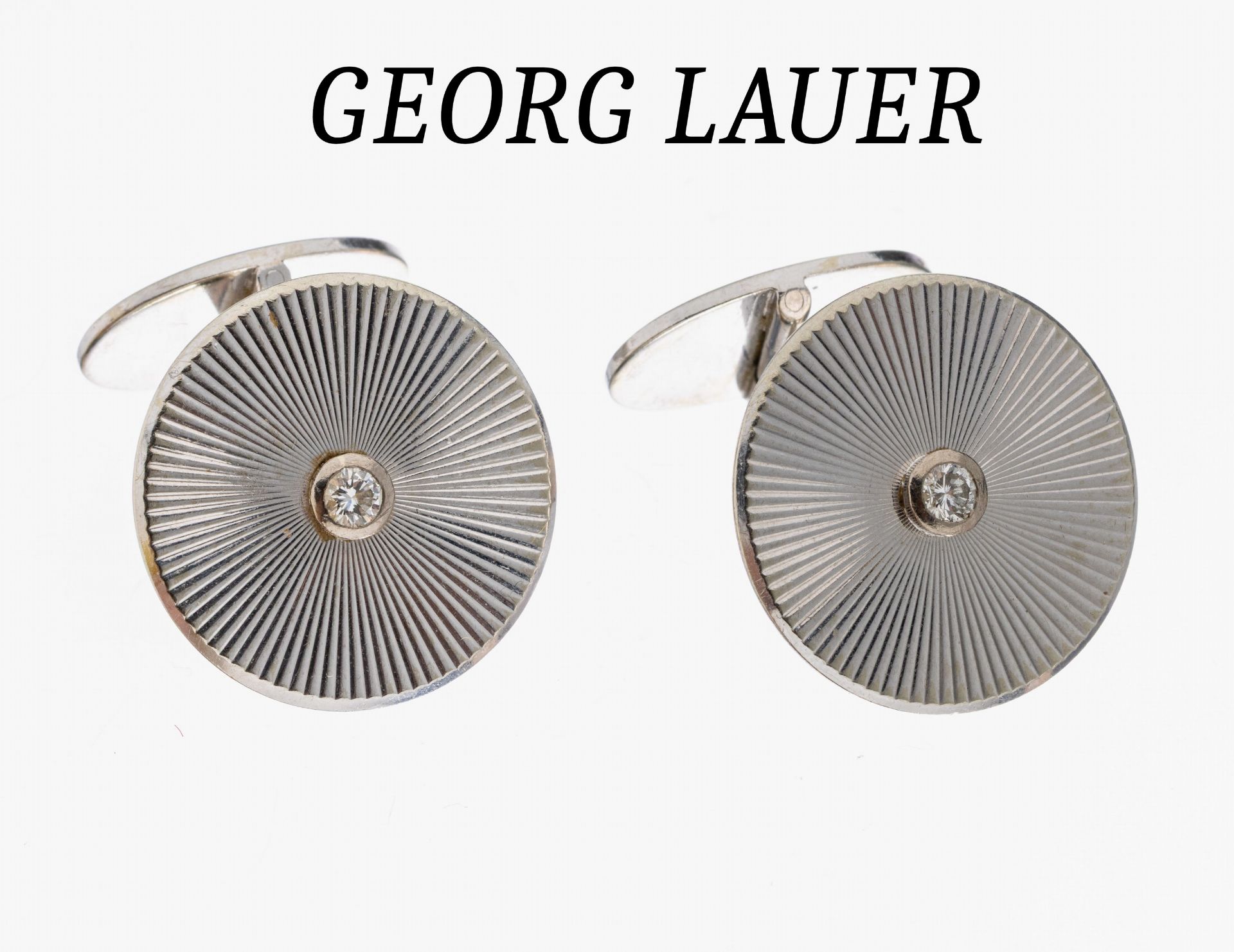 Paar GEORG LAUER Brillant-Manschettenknöpfe, WG 750/000,