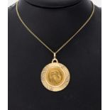 14 kt Gold Münz-Anhänger, GG 585/000, lose gefasste