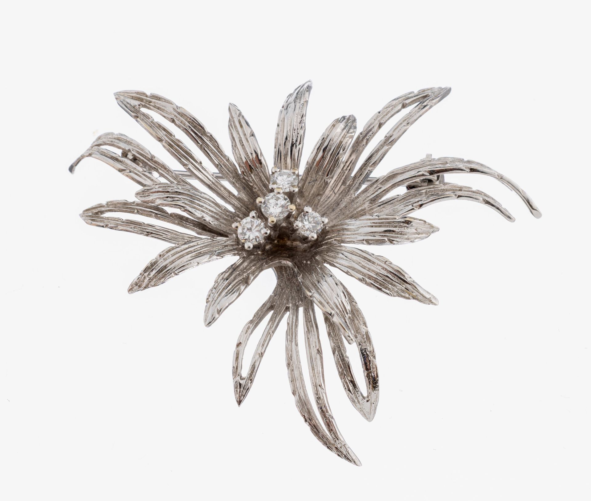 14 kt Gold Brillant-Brosche, 1960er-70er Jahre, WG