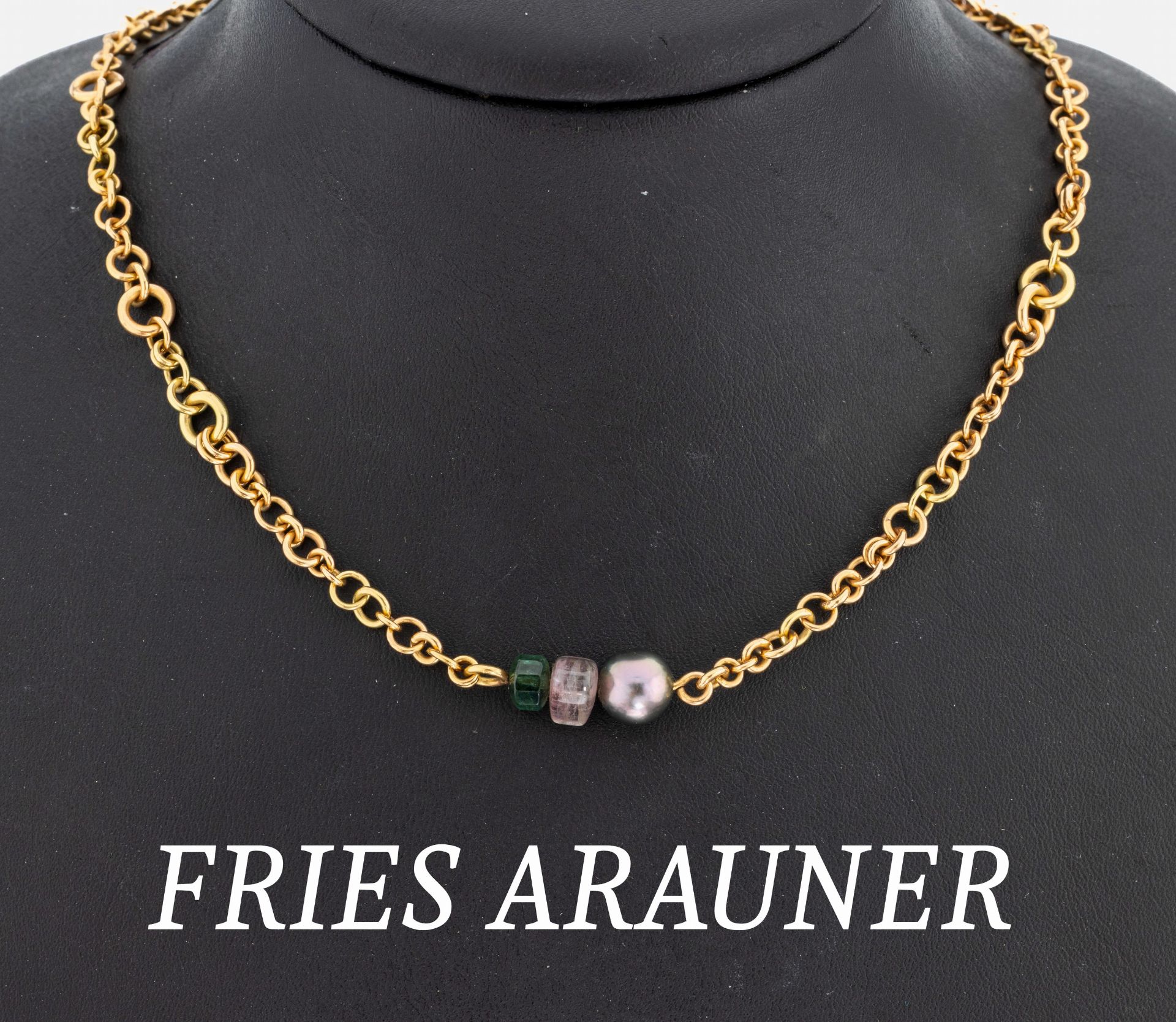 18 kt Gold FRIES ARAUNER Perl-Turmalin- Collier, GG