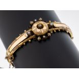 Perl-Armreif, um 1860-80, Silber verg., aufwendige Arbeit,