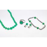 14 kt Gold Chrysopras-Konvolut, WG 585/000,best. aus: