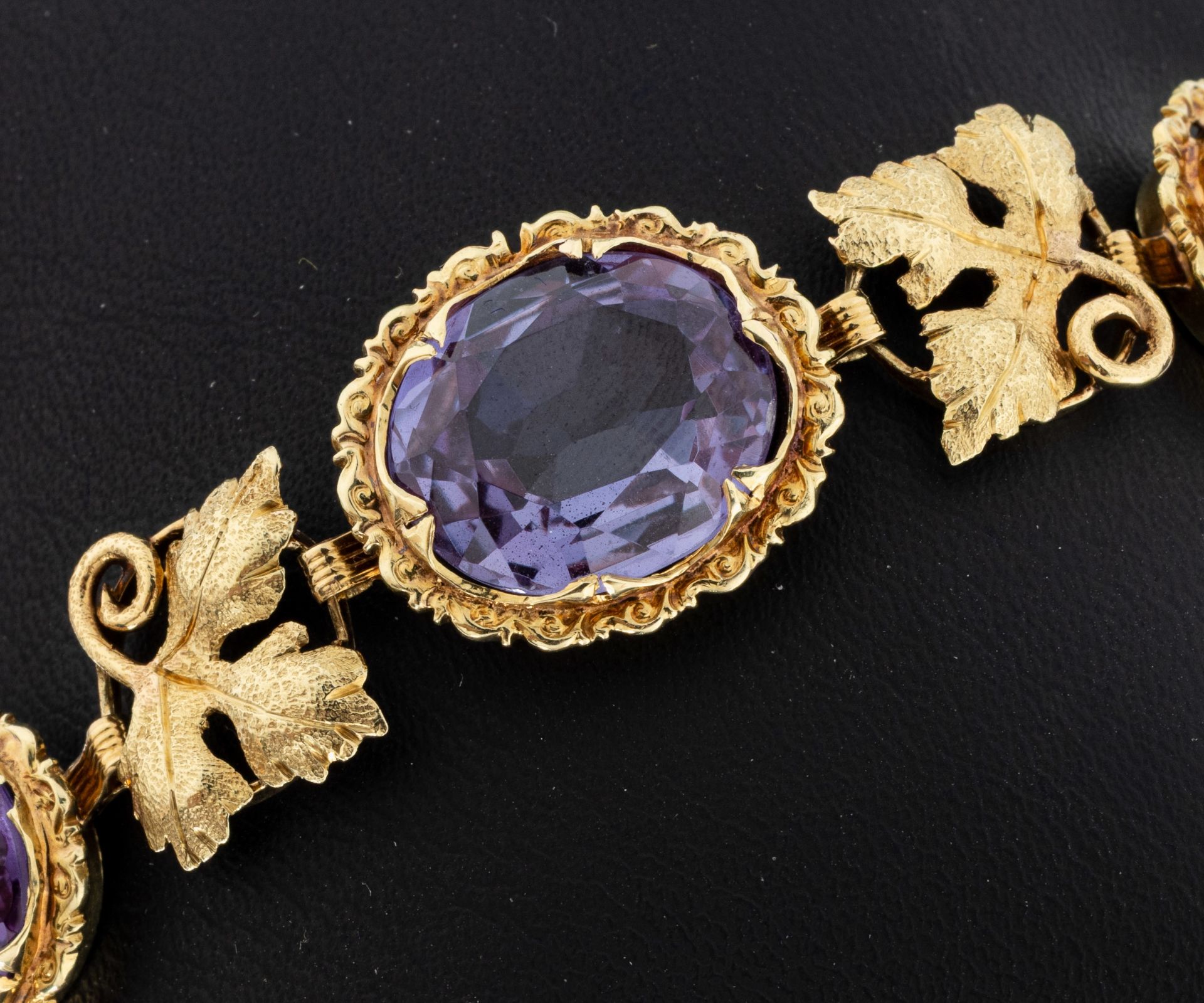 14 kt Gold Farbstein-Armband, 1960er Jahre, GG 585/000, 5 - Bild 3 aus 3