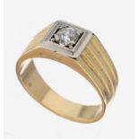 14 kt Gold Diamant-Ring, 1950er Jahre, GG/WG 585/000, in