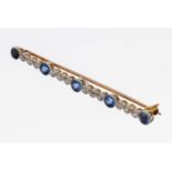 15 kt Gold Farbstein-Diamant-Brosche, England um 1910, RG