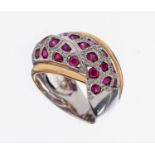 18 kt Gold Rubin-Brillant-Ring, WG/GG 750/000,