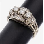 14 kt Gold Diamant-Ring, 1930er-40er Jahre, WG 585/000,