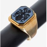 14 kt Gold Lagenstein-Siegelring, GG 585/000, schwere