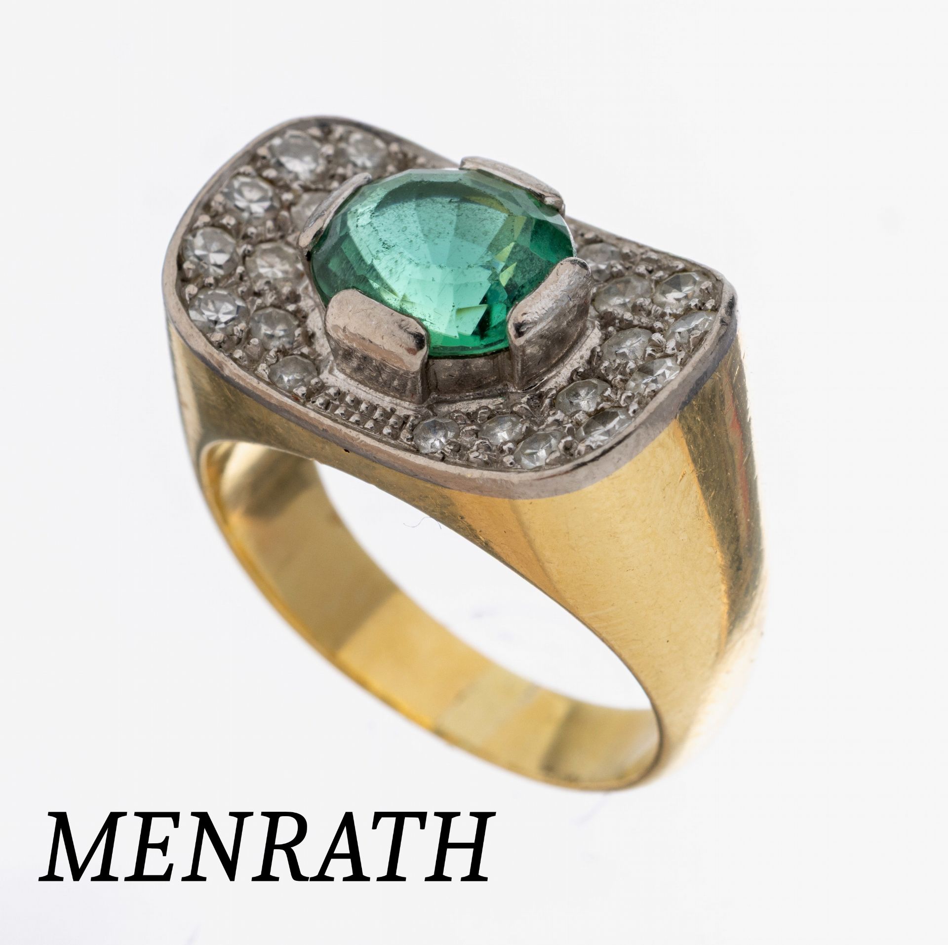 18 kt Gold Turmalin-Diamant-Ring, GG 750/000, ovalfacett.