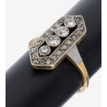 14 kt Gold Diamant-Ring, um 1910-20, GG 585/000, Ringkopf