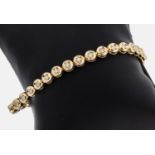 14 kt Gold Brillant-Armband, GG 585/000, 32 Brillanten