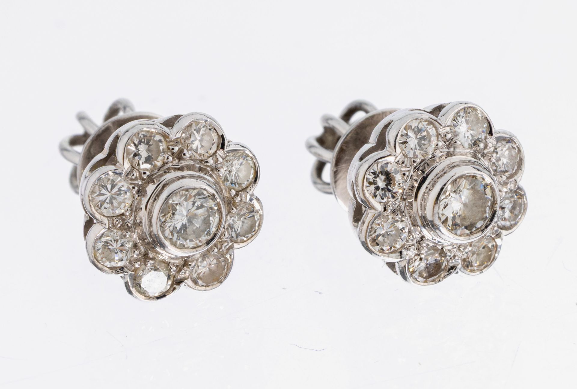 Paar 14 kt Gold Brillant-Ohrstecker, WG 585/000, 18