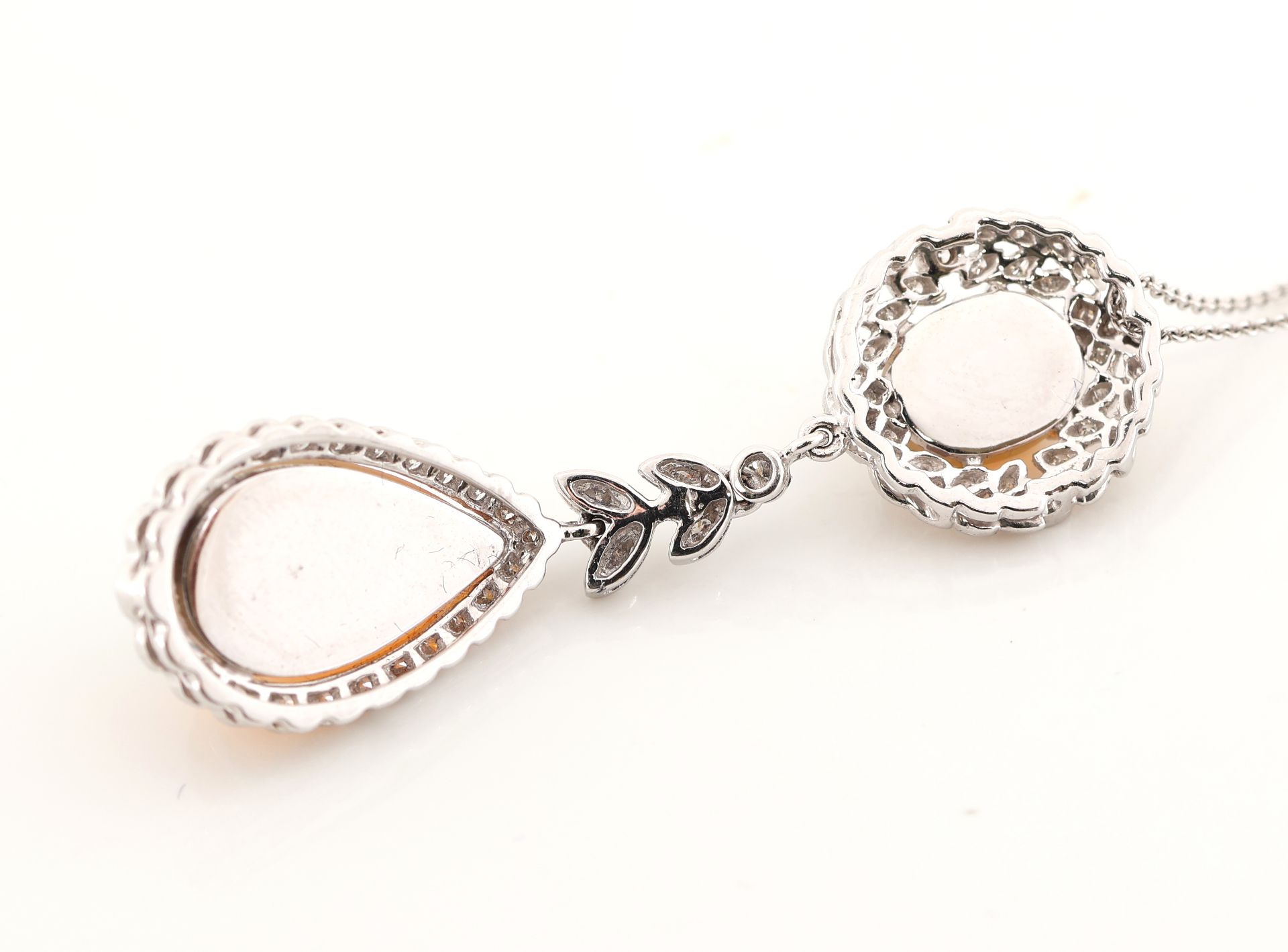 18 kt Gold Opal-Brillant-Collier, WG 750/000, Mittelteil - Bild 3 aus 5