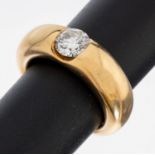 18 kt Gold Brillant-Ring, GG 750/000, schwere massive