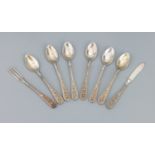 8-tlg. Besteck, Feinsilber, best. aus: 6 Kaffeelöffel, 1