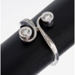 Platin Diamant-Ring, 1930er Jahre, 2 Brillanten und 6 kl.