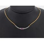 14 kt Gold Rubin-Brillant-Collier, GG/WG 585/000,
