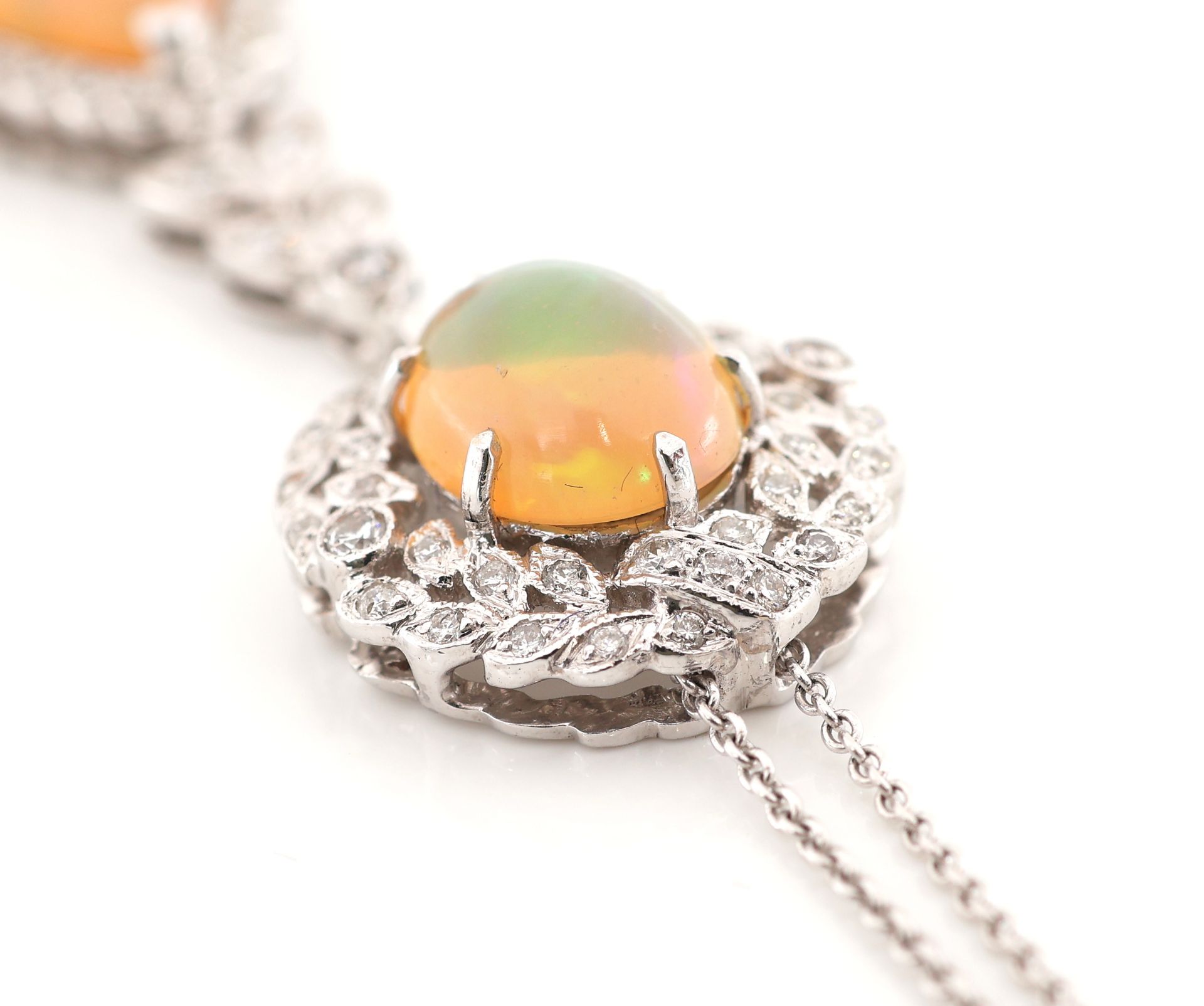 18 kt Gold Opal-Brillant-Collier, WG 750/000, Mittelteil - Bild 4 aus 5