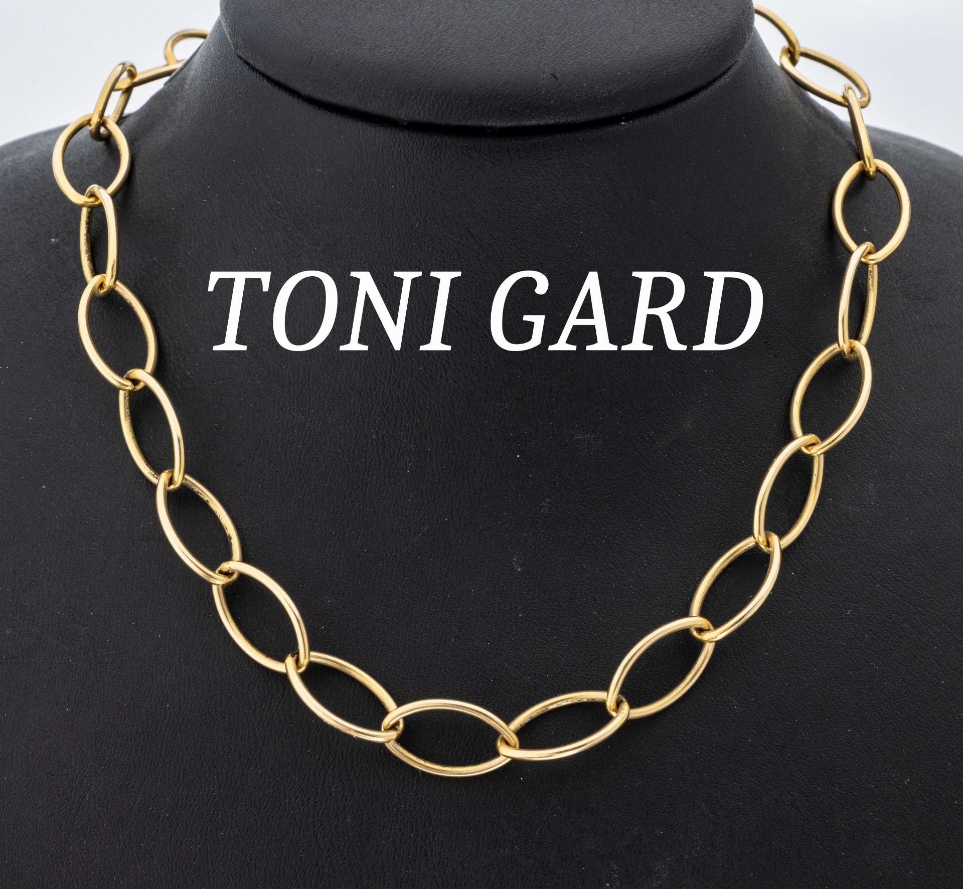 14 kt Gold TONI GARD Collier, GG 585/000, linsenförm.