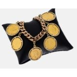 8 kt Gold Münzarmband, RG 333/000, 9 bewegl. abgehangene