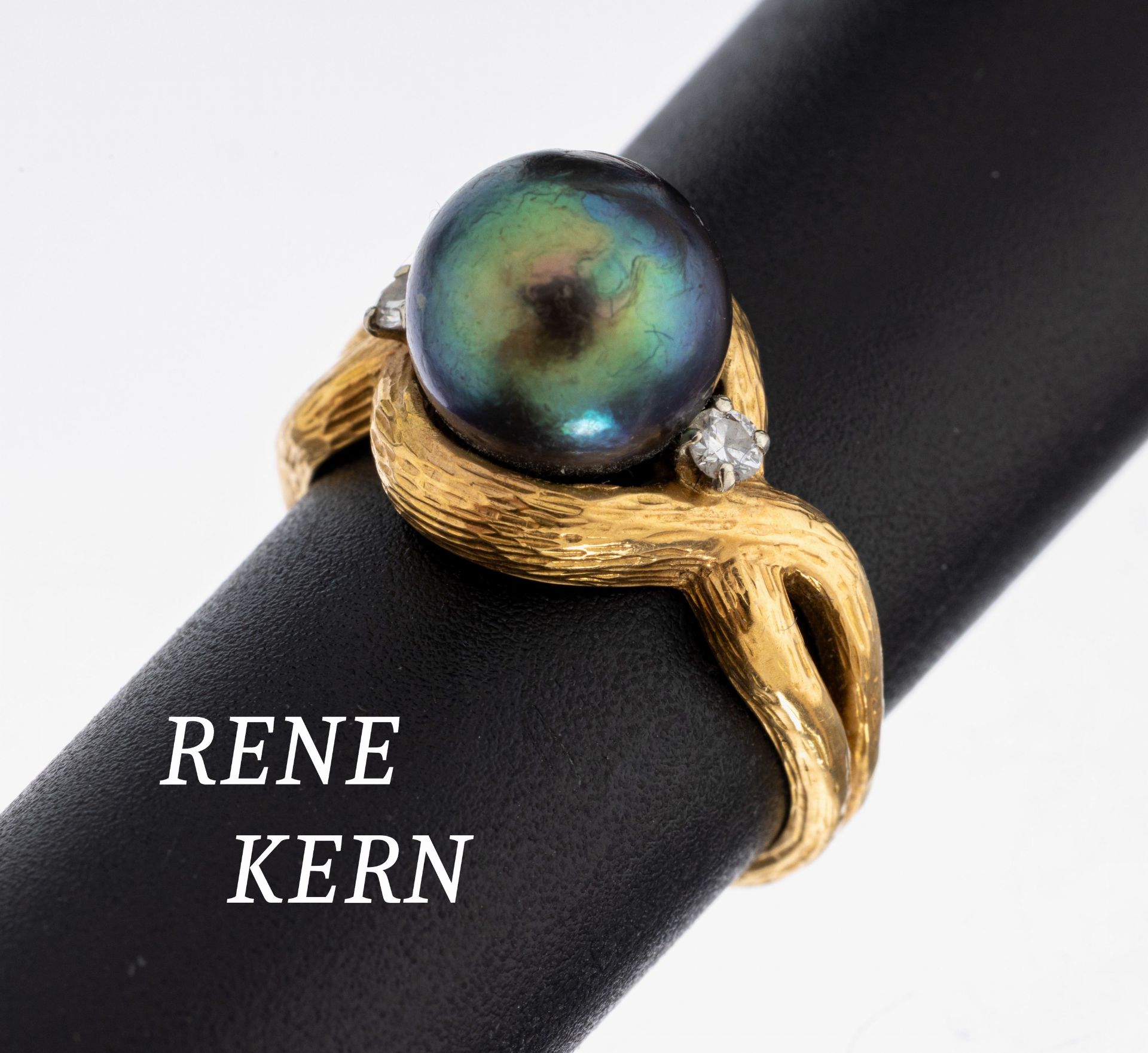 18 kt Gold RENE KERN Perl-Brillant-Ring, GG750/000,