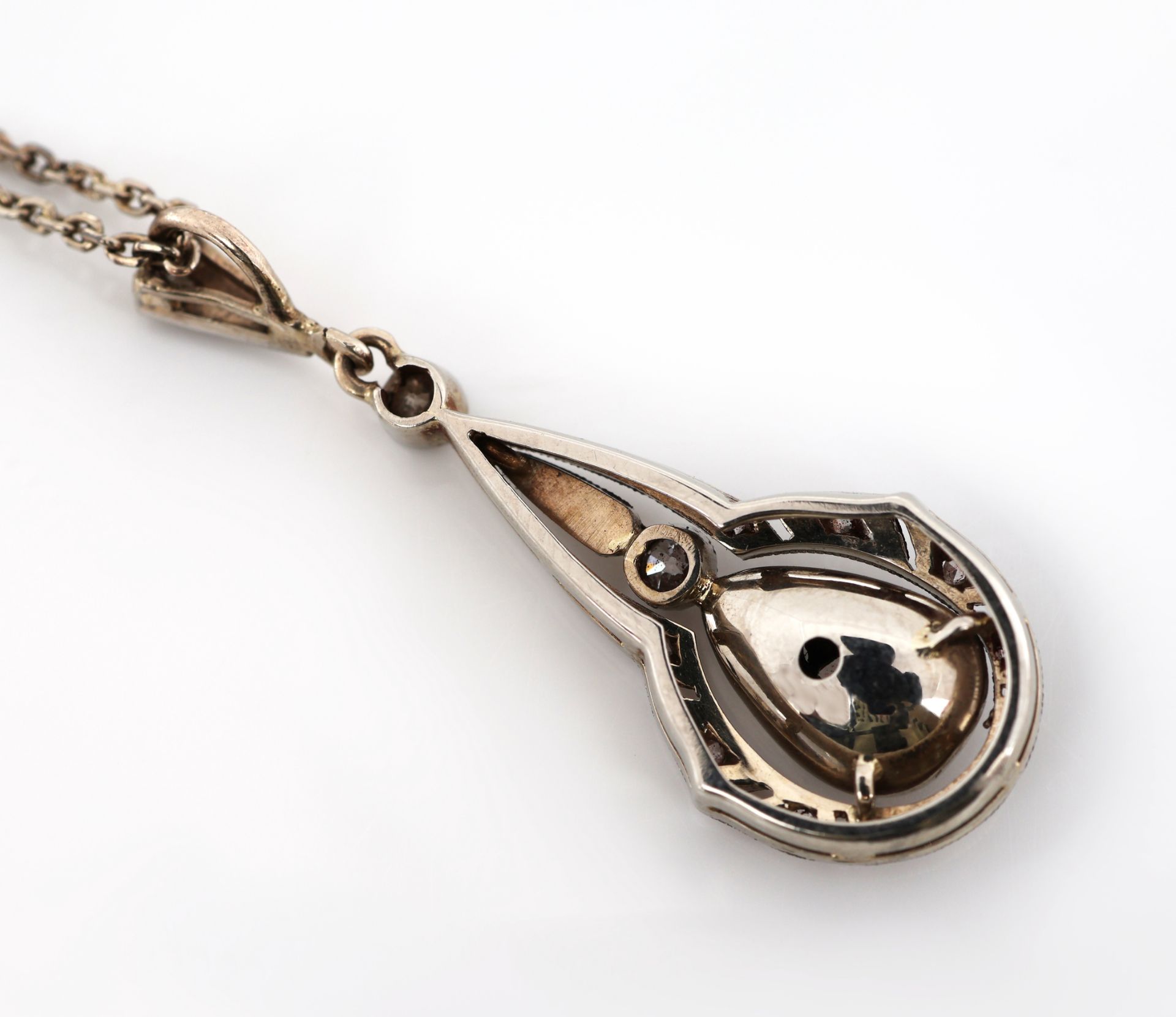 14 kt Gold Diamant-Anhänger, um 1920, WG 585/000 - Bild 3 aus 4