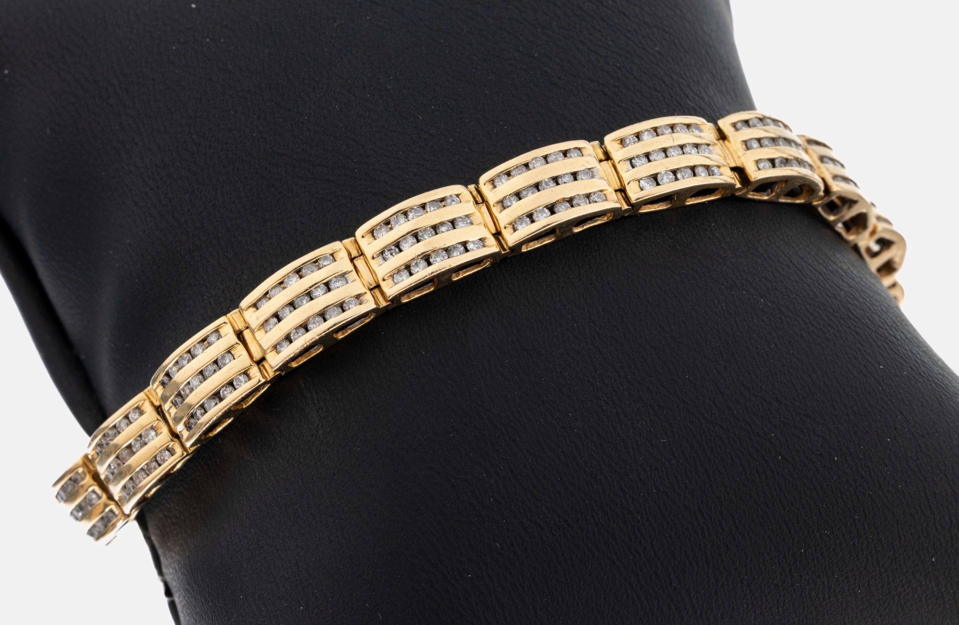 14 kt Gold Brillant-Armband, GG 585/000, Brillanten zus.