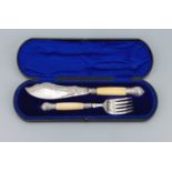 Fischvorlegebesteck, England, wohl um 1880, Metall