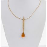 18 kt Gold Citrin-Brillant-Collier, GG 750/000, langes