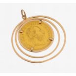 14 kt Gold Münz-Anhänger, GG 585/000, lose gefasste