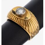 18 kt Gold Brillant-Ring, GG/WG 750/000, Ringkopf gerillt,