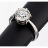 18 kt Gold Brillant-Ring, WG 750/000, Brillant ca. 3.0 ct