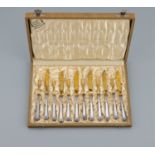 12-tlg. Obstbesteck, um 1890-1900, Silber gepr.,
