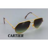 CARTIER Sonnenbrille, Metall verg., Rahmengröße 135, grüne