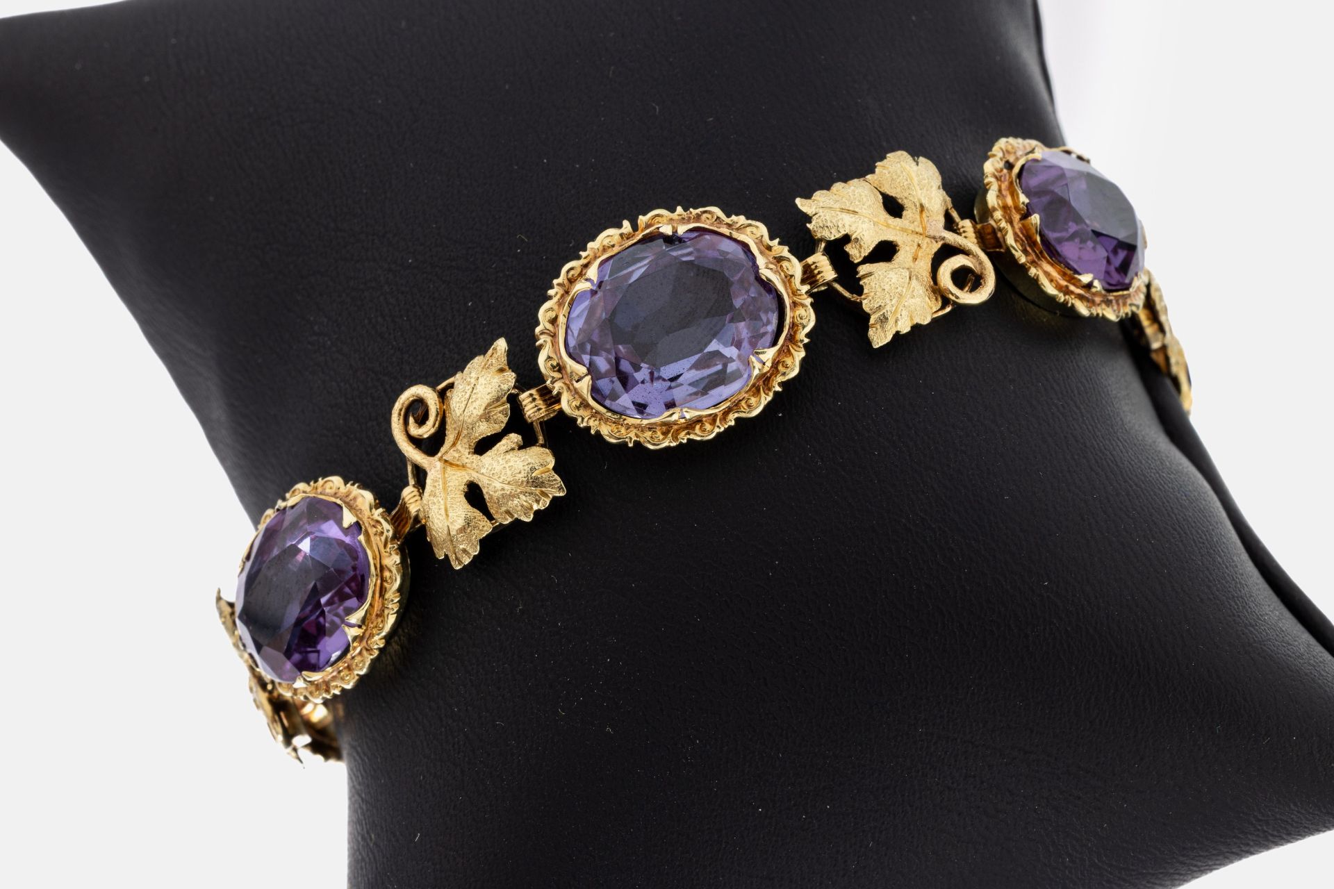 14 kt Gold Farbstein-Armband, 1960er Jahre, GG 585/000, 5