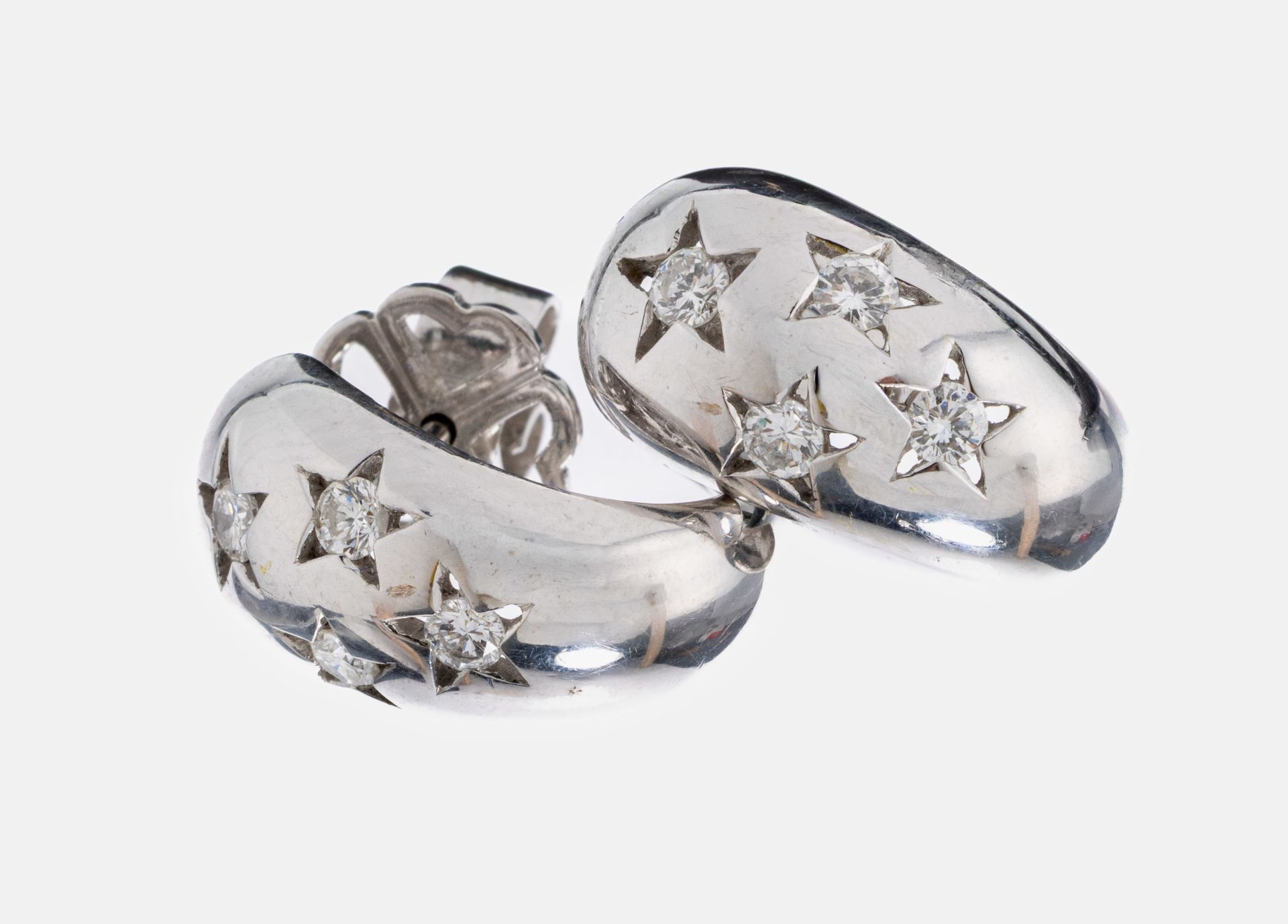 Paar 18 kt Gold Brillant-Ohrstecker, WG 750/000, 8