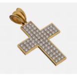 18 kt Gold Brillant-Kreuzanhänger, GG/WG 750/000,