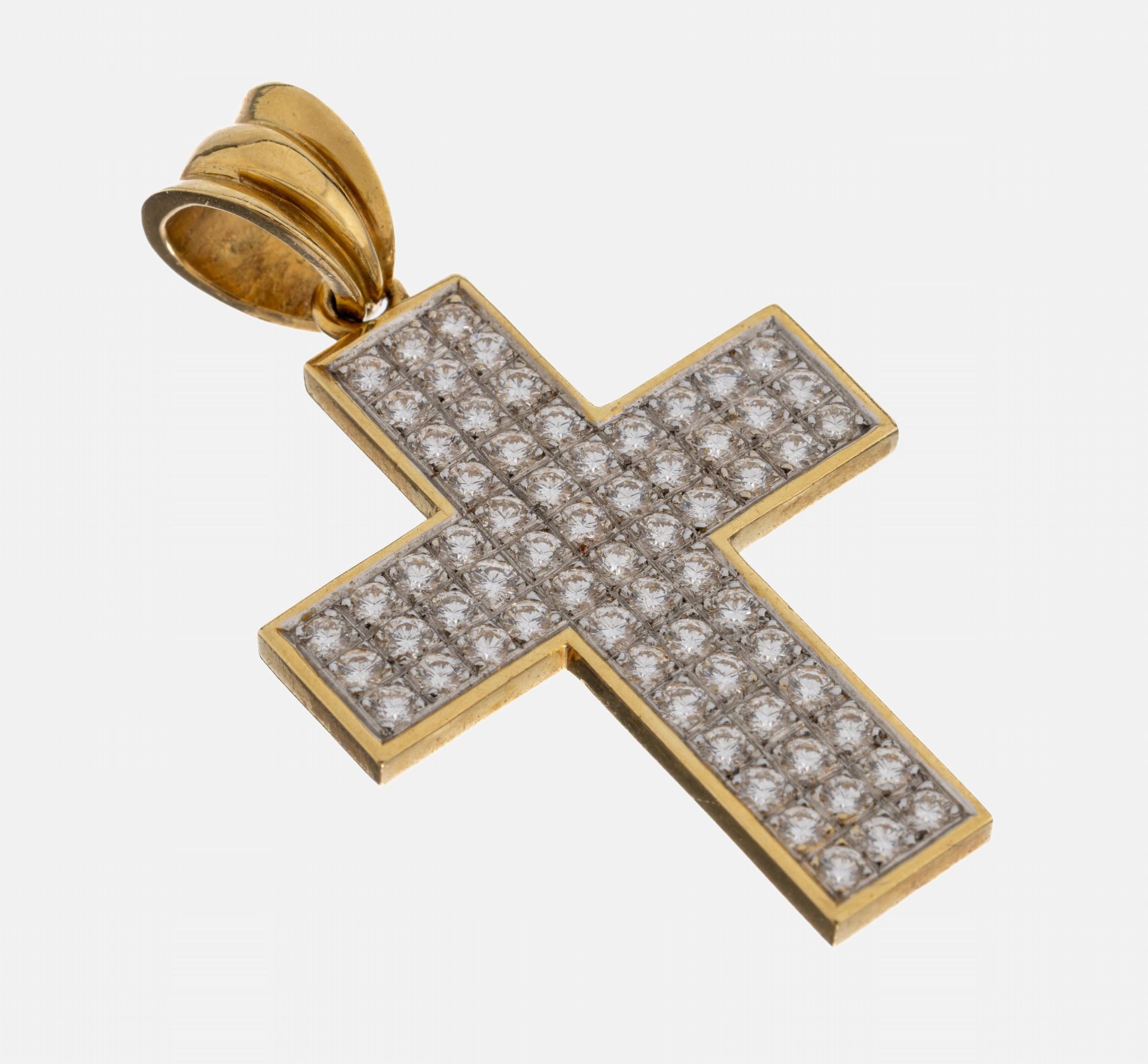 18 kt Gold Brillant-Kreuzanhänger, GG/WG 750/000,