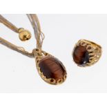 18 kt Gold Katzenaugen-Brillant-Schmuckset, GG/WG 750/000,