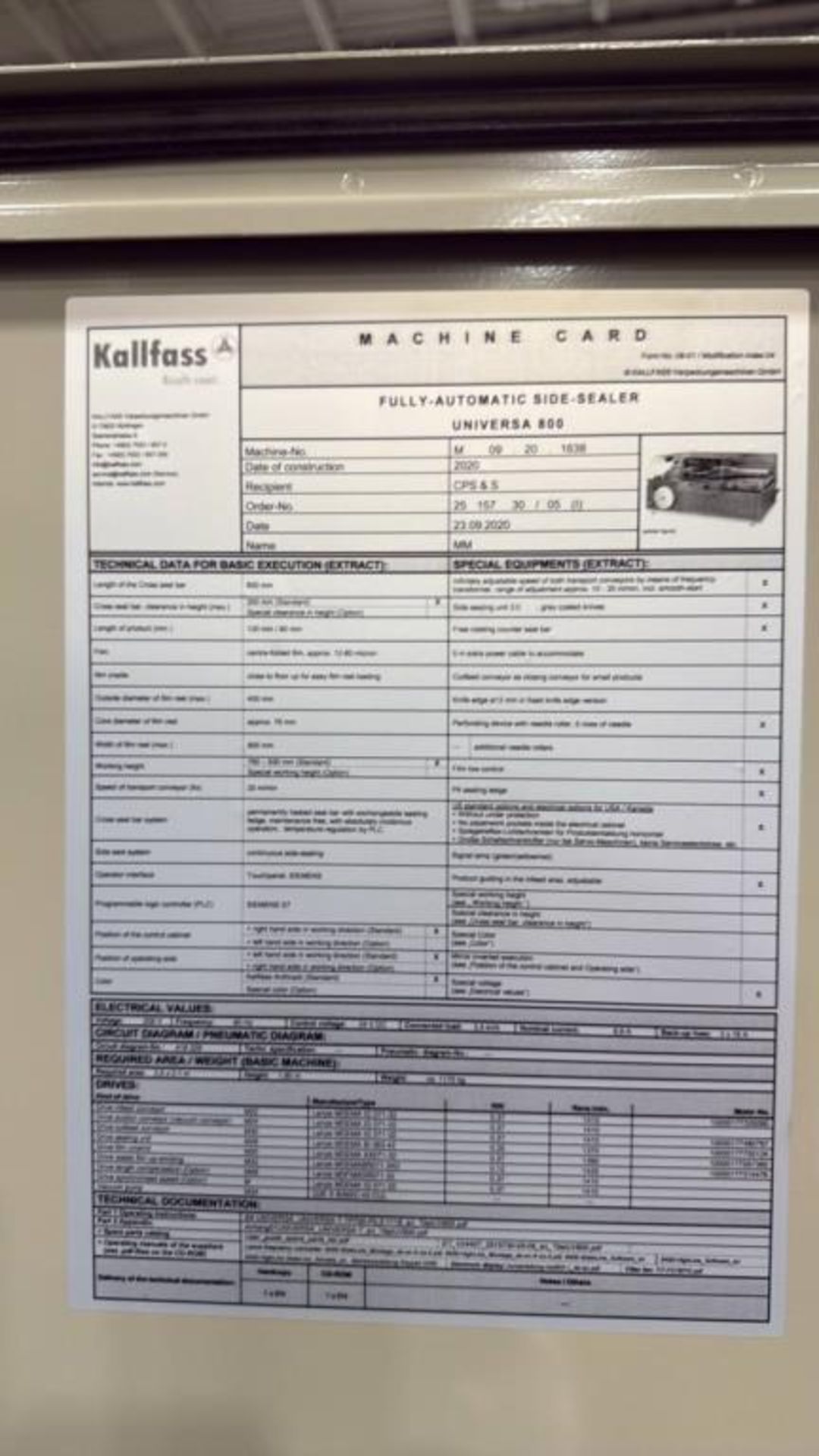 Kallfass UNIVERSA 800 Automatic Film Packaging Machine - Image 22 of 22